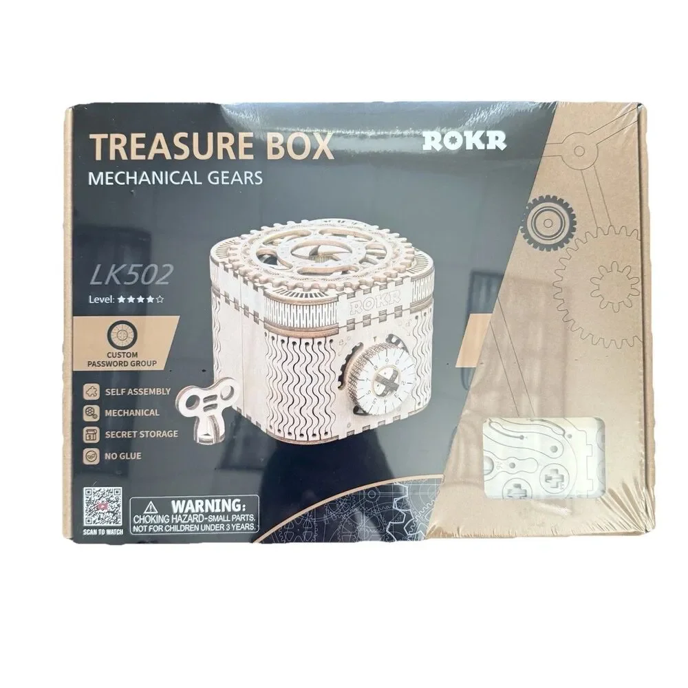 Rokr 3d Wooden Puzzle Treasure Box Mechanical Gears LK502 Unopened